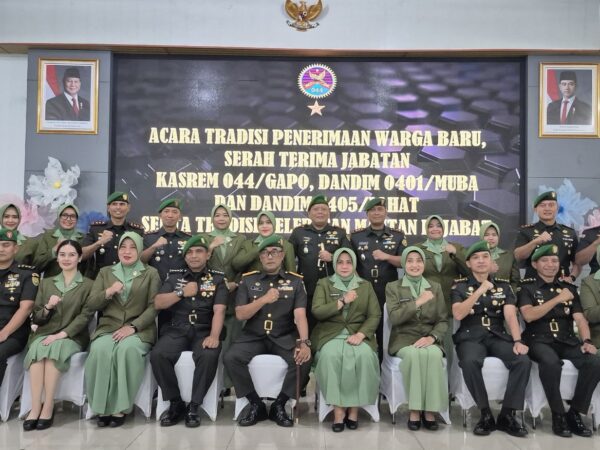 Acara Tradisi Penerimaan Warga Baru, Serah Terima Jabatan Kasrem 044/Gapo, Dandim 0401/Muba dan Dandim 0405/Lahat serta Tradisi Pelepasan Mantan Pejabat Korem 044/Gapo